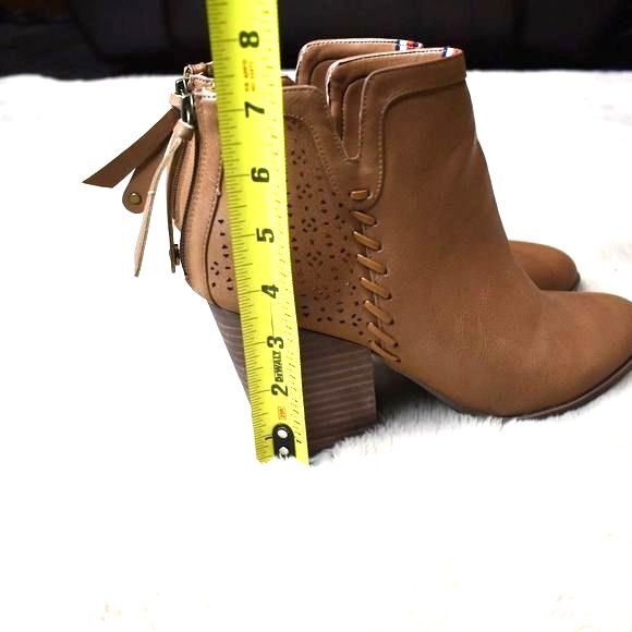 Tommy Hilfiger Brown Stacked Heel Ankle Boots Women’s 9.5 Almond Toe Zip - Picture 8 of 12